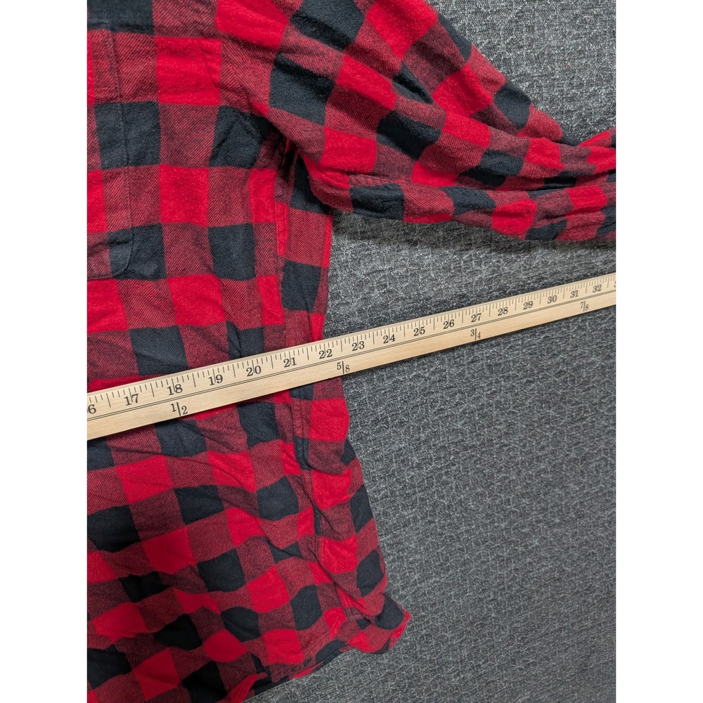 Uniqlo Mens XL Flannel Shirt Red Black Buffalo Check Plaid Long Sleeve Button Up - Picture 4 of 5